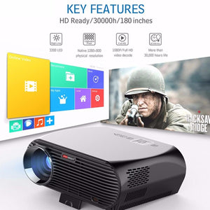 GP100 Android Projector Full HD 3200 Lumen 1080P WiFi Bluetooth LED LCD Home Theater Cinema Video Projector Proyector black