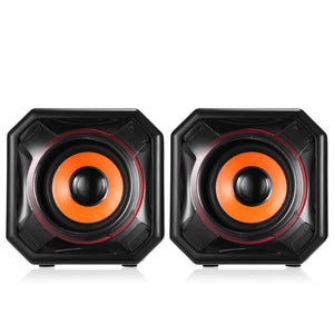 A8 Portable Mini USB2.0 Double Bass Speaker for Laptop, Computer - Black (2 PCS)