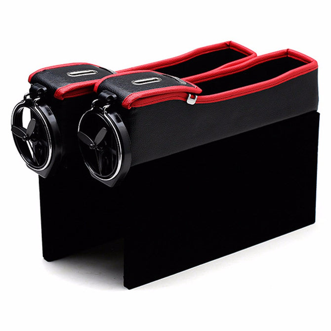 Storage Box Car Organizer Seat Gap PU Case Pocket Car Seat Side Slit For Sundries - Drivers Black And Red Black