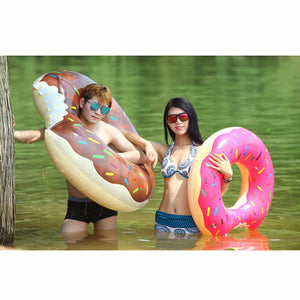 Inflatable Donut Swimming Ring Giant Pool Float Water Toys Inflatable Mattress Diameter 70 Chocolate