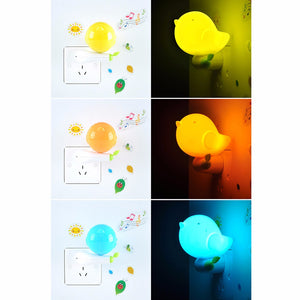 Bird Night Lights Control Led Infantil Energy Saving Wall Lamp Creative Sensor Switch Control Jungle Bird Indoor Wall Yellow/CN