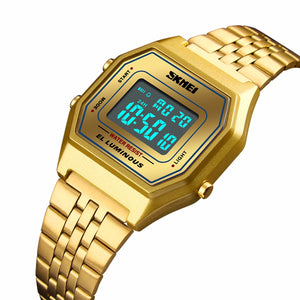 SKMEI 30m Waterproof Fashion Sports Digital Wristwatch Watch W/ Stainless Steel Strap For Men Silver