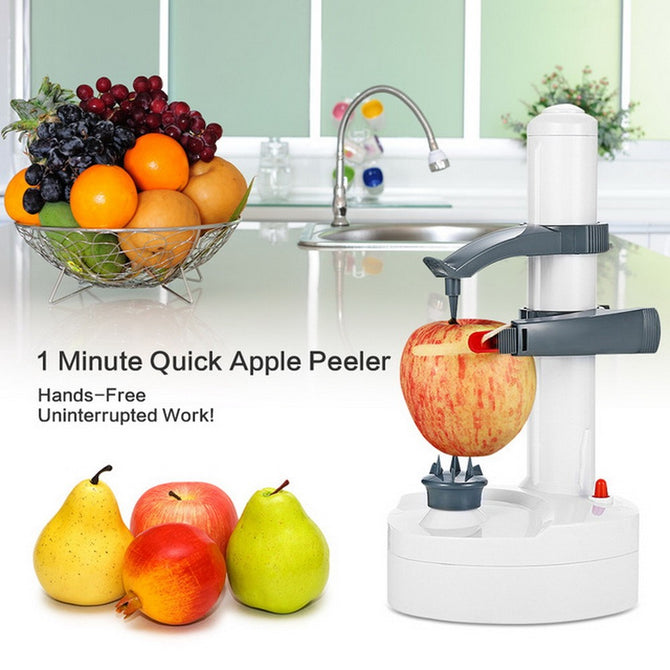 Multifunction Electric Vegetables Fruit Apple Peeler Automatic Peeling Machine Touch Auto Rotate Peeler Stainless Steel White