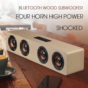 W8 Bluetooth Speakers Wireless Stereo Subwoofer Altavoz Wood Home Audio Desktop Speaker YellowSpeaker