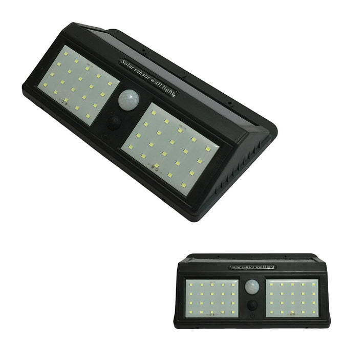 Ismartdigi 8W 7.4V 2400mAh 40LED Solar Lamps Sensor Lamp for Walls Stairs Outdoor Garden Ground - Black + White
