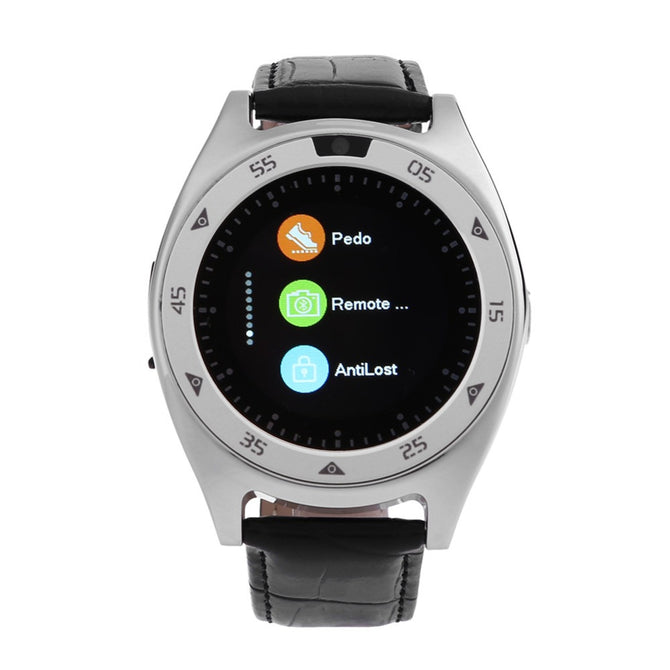 920 Round Screen Smart Watch w/ Step Counter - Silver + Black