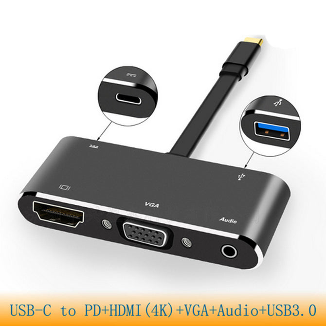 USB Type C to 4K HDMI VGA HD USB 3.0 Hub Cable Adapter Charger for Macbook Pro