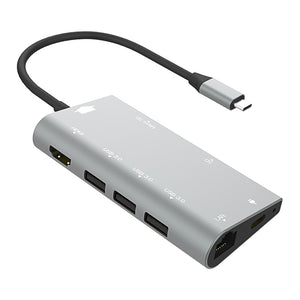 Measy USB Type-C Hub, 8-in-1 USB C to Ethernet, 4K HDMI, 3 x USB 3.0 5Gbps, SD & TF Card Reader with Power Delivery - Silver