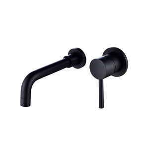 Brass Black Concealed Single Handle Basin Mixer, Hot and Cold Water 360 Degree Rotating Wall Mounted Bathroom Tap Faucet