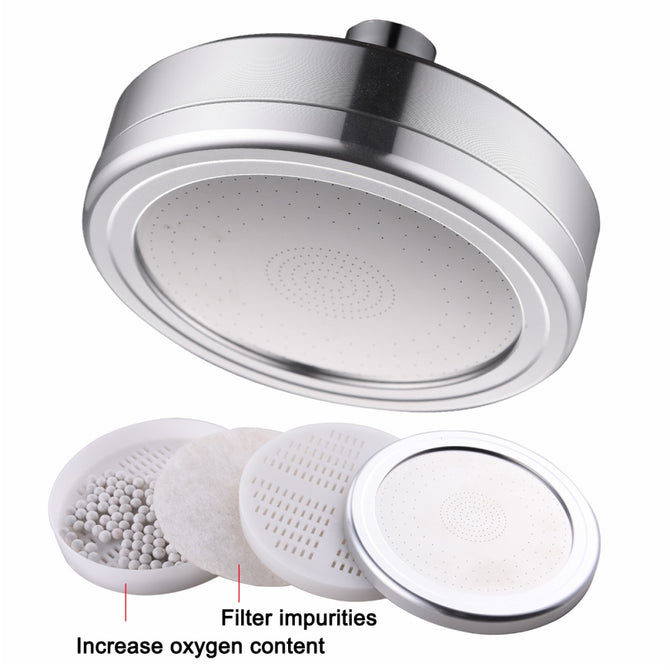 Aluminum 5" Round Water Saving Pressure Shower Head with Shower Filter Can be Cleaned