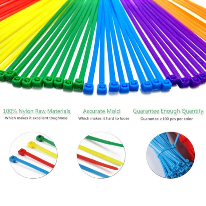 600Pcs / 3x100mm Locking Plastic Nylon Cable Ties Zip Tie Loop - Multicolor