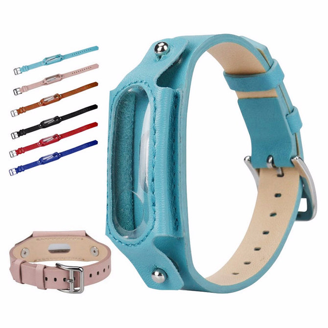 Watch Band For Xiaomi Mi Band 3, Replacement Leather Wristband Band Strap For Xiaomi Mi Band 3 Bracelet Blue
