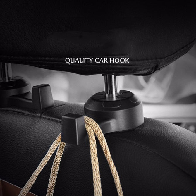 Car Headrest Hook, Seat Back Hanger For Bag Handbag Purse Grocery Cloth Black