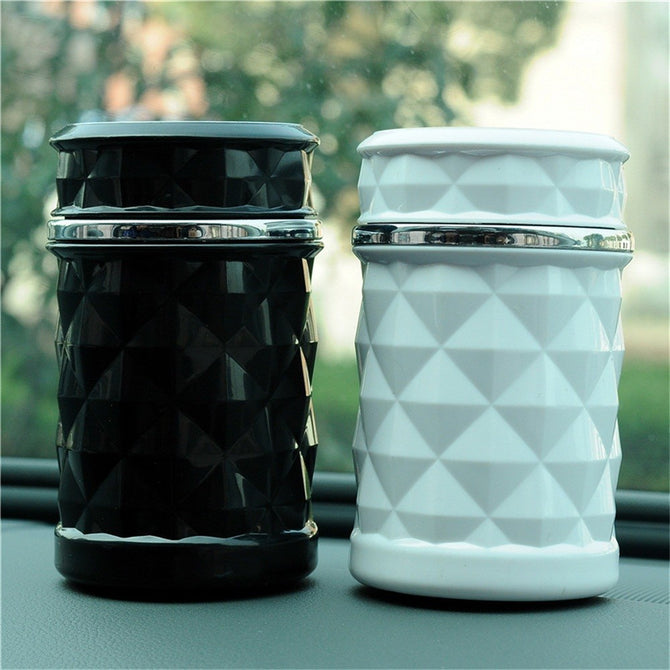 High Quality Diamond Car Ashtray, Portable LED Car Ashtray, Universal Auto Cigarette Cylinder Black