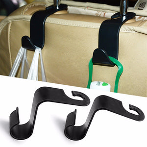 Universal Car Seat Back S Shape Hook Hanger Organizer, Auto Headrest Mount Storage Hook For Car Interior Storage Black
