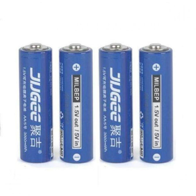 1.5V 3000mWh AA Lithium-Ion Batteries AA Li-polymer Li-ion Lithium-Polymer Rechargeable Batteries Charger Set 4 PCS