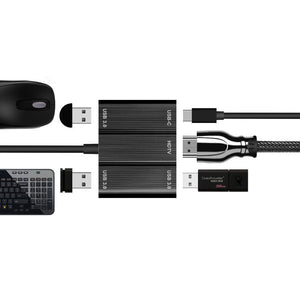 Type-C to HDMI Converter w/ 3 USB3.0 Ports - Black