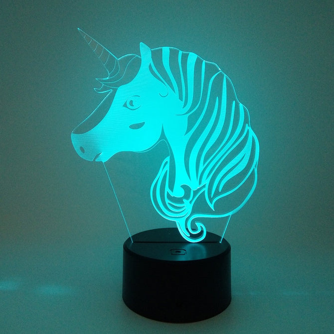 3D Creative Luminaria Unicorn LED Table Lamp Lantern 7 Color Change Night Light Lamp Led Cartoon USB Lights Changeable/Clear/3w