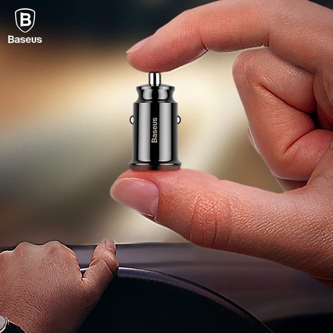 Baseus Mini 3.1A Fast Charge Dual USB Car Charger for IPHONE, Samsung Mobile Phones Tablet PCs - Black