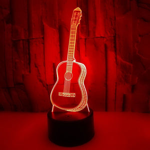 3D LED Night Light Music Guitar With 7 Colors Lights For Home Decoration Lamp Changeable/Clear/3w