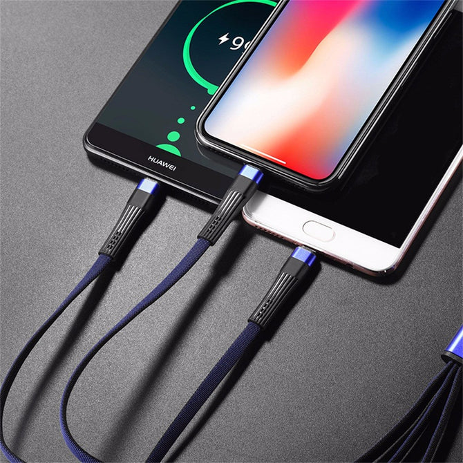 HOCO U39 3in1 USB Charger Cable For IPHONE Android Micro USB Cable Type C Portable Fast Charger Red/1m