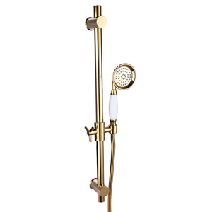 Brass Metal Shower Sliding Bar with Height Adjustable and Shower Head & Hose for Bathroom - Golden
