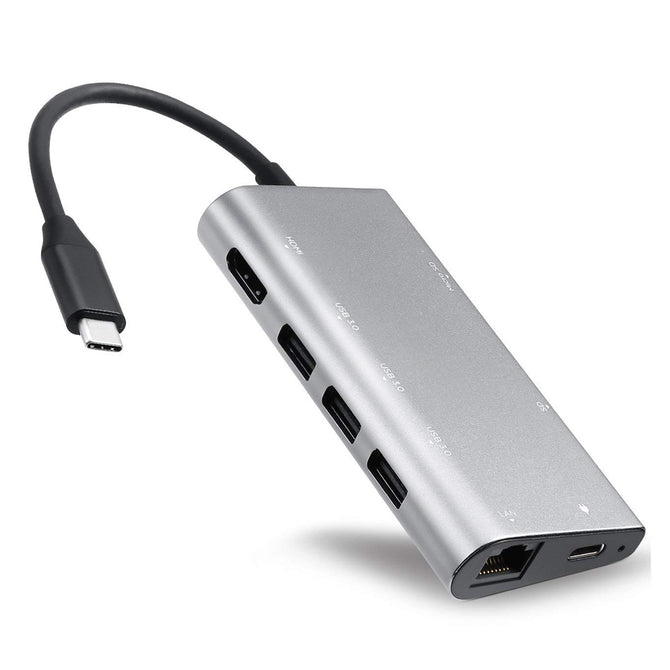 USB-C Travel Dock, 8-in-1 USB HUB - Silver