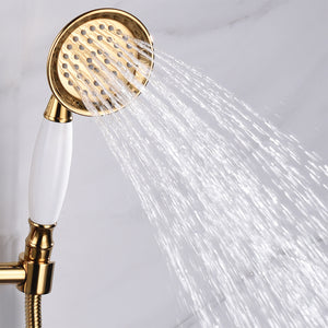 Brass Metal PVD Gold Water Saving Telephone Shape Shower Head, Handheld Shower Sprayer