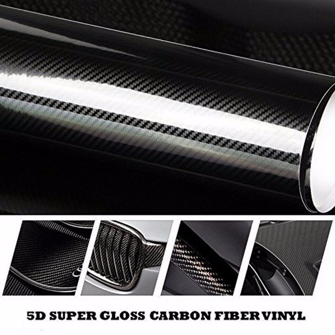 Car Styling 152cm*50cm Glossy Black 5D Carbon Fiber Vinyl Film Car Wrap With Air Free Bubble DIY Car Tuning Part Sticker Black