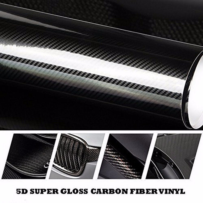 Car Styling 152cm*50cm Glossy Black 5D Carbon Fiber Vinyl Film Car Wrap With Air Free Bubble DIY Car Tuning Part Sticker Black