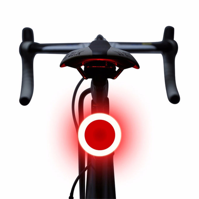 Bicycle LED Tail Light Safety Warning Light Laser Night Mountain Bike Rear Usb Charging Light- Roundness Black