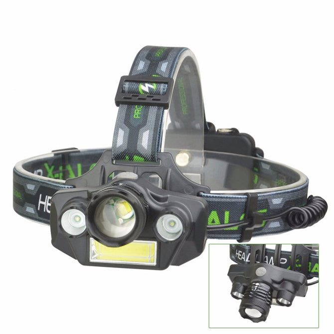 Outdoor XP-E T6 4 LEDs Headlight Zooming Long Range Beam Hunting Light Headlamp Flashlight White/Gray