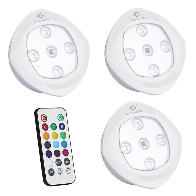 Remote Control 3PCS RGB LED Light IR Infrared Mini Nightlight Cabinet Light Lamp RGB/White