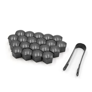 CARKING 20Pcs 19mm Gray Plastic Wheel Lug Nut Bolt Cover Caps with Removal Tool for Car