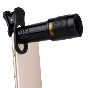 OJADE Universal 12X Telescope / Microscope +15X Macro + 0.63 Wide Angle + 198 Degree Fisheye Lens for Cell Phones Pad