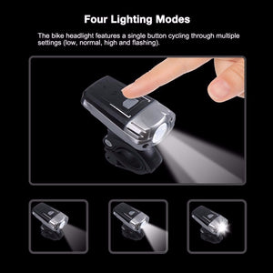 LED Bike Light USB Rechargeable Waterproof MTB Front Light Tail Light Set Bicycle Headlight Outdoor Cycling Light Black