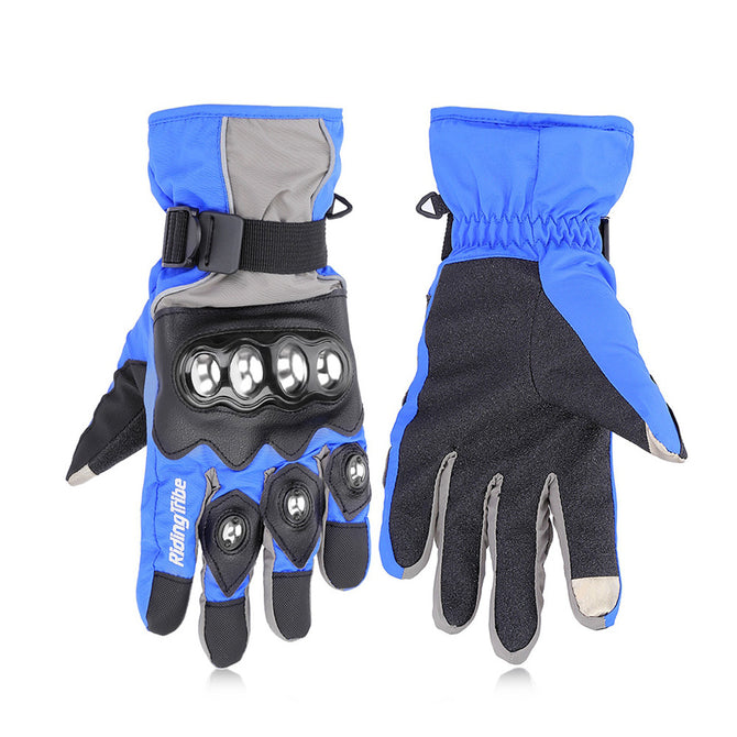 Riding Tribe Motorcycle Winter Warm Waterproof Touch Screen Gloves - Blue (Pair / M-Size)