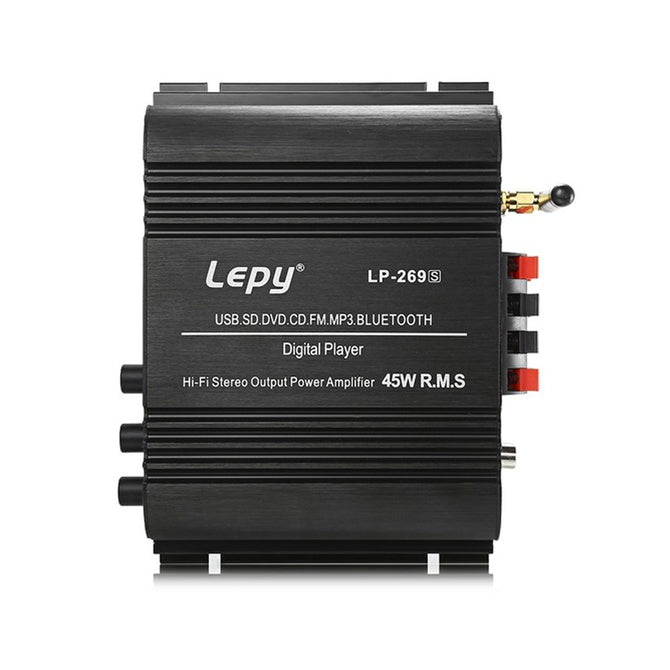 Lepy LP-269S HiFi Digital Stereo Amplifier, 2-Channel Powerful Sound, Compatible With Car Motorcycle Computer Speaker Black