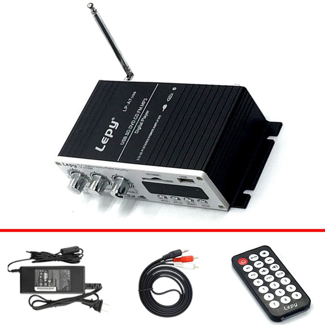 Lepy LP - A7USB Bluetooth Power Amplifier W/ 12V 3A Power And Audio Cable, FM SD USB MP3 Player For Home Car Black