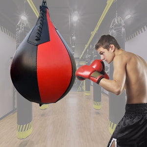 Boxing Pear Shape PU Speed Ball, Swivel Punching Exercise Speedball Speed Bag, Punch Fitness Training Ball Black