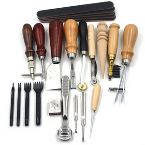 ESAMACT Leather Craft Punch Tools Kit, Stitching Carving Working Sewing Saddle Groover