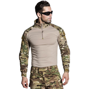ESAMACT Military Uniform Multicam Army Combat Shirt Uniform Tactical Pants With Knee Pads Camouflage Suit Hunting Clothes (L)