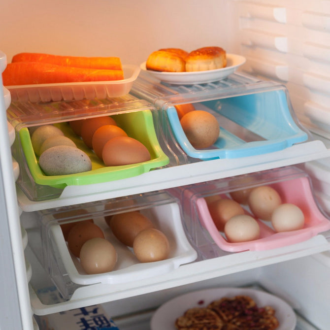 Creative Drawer-Style Eggs Holder Container Drawer Egg Cartons Plastic Refrigerator Egg Storage Box Case Plastic Box Green