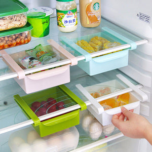 Large Pull-out Storage Bins Refrigerator Fresh Glove Box 4 Color Options Storage Containers Plastic Storage Box Green/1-tier