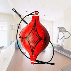Inflatable PU Leather Boxing Pear Fight Punching Speed Ball Speedball, Kick Boxing Muay Thai Training Boxer Ball Red