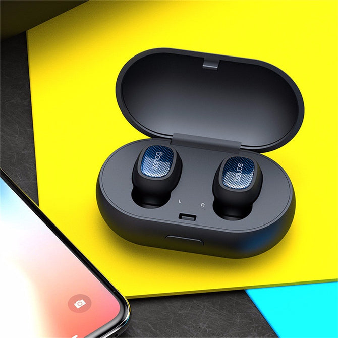 T3 Mini Invisible Bluetooth Wireless Earbuds Earpiece Earphone, HiFi Stereo Headset With Charging Box For Sports Running Black