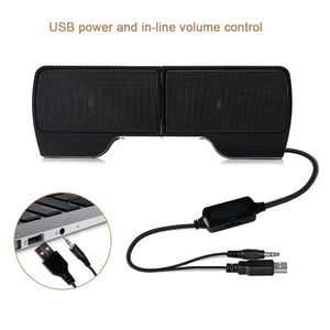2017 Clip On USB Stereo Speakers Line Controller Mini Portable Soundbar Laptop Notebook PC Computer Speakers Black