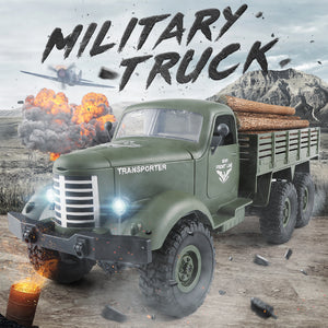 JJRC Q60 Transporter RC Car 2.4G 1:16 6WD Brushed Off-road Military Truck RTR - Army Green