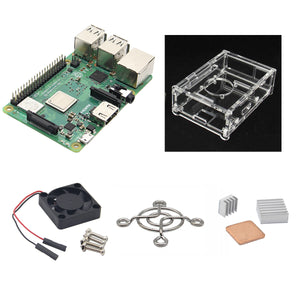 4-in-1 Raspberry Pi 3 Model B+ Board + V31 Acrylic Case + Cooling Fan +  Heat sink Kits