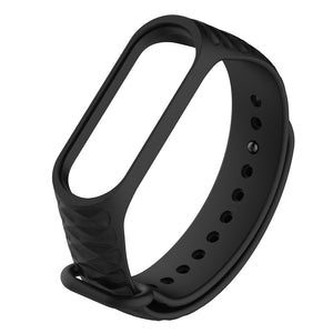 Replacement Lozenge Pattern TPE + TPU Wrist Strap for Xiaomi Mi Band 3 Smart Bracelet - Black